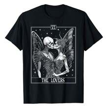 Vintage Fairycore Aesthetics The Lovers Tarot Card T-Shirt Women Unisex Men S Cotton Short Sleeve T-Shirt, Perfect For Summer Adventures, 100% Soft Fabric, Ideal For Sports, Work, And Relaxation 