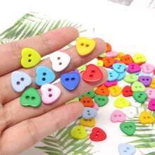 13mm 100pcs Heart Shaped Candy Colors Button 2 Holes Sewing Crafts Decoration Button,Sewing Scrapbooking Decorative Card Making DIY(Random Color)