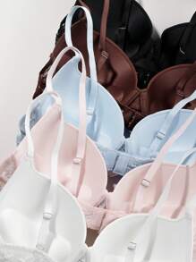 5件/套 女士支撑钢圈文胸，舒适加厚文胸