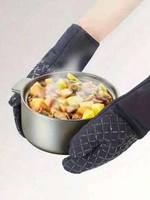 2 Packs Silicone Oven Mitts With Pot Holders - Non-Slip, Heat Resistant To 350°C For BBQ, Baking, Cooking, Grilling - Kitchen Handling Of Hot Dishes, Pans - Essential Cooking Accessories