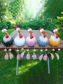 1-3 piezas de decoración de resina con patas largas de pollo, decoración de patio, pollo cómico con ojos grandes, colgante de pollo con patas largas, decoración del patio