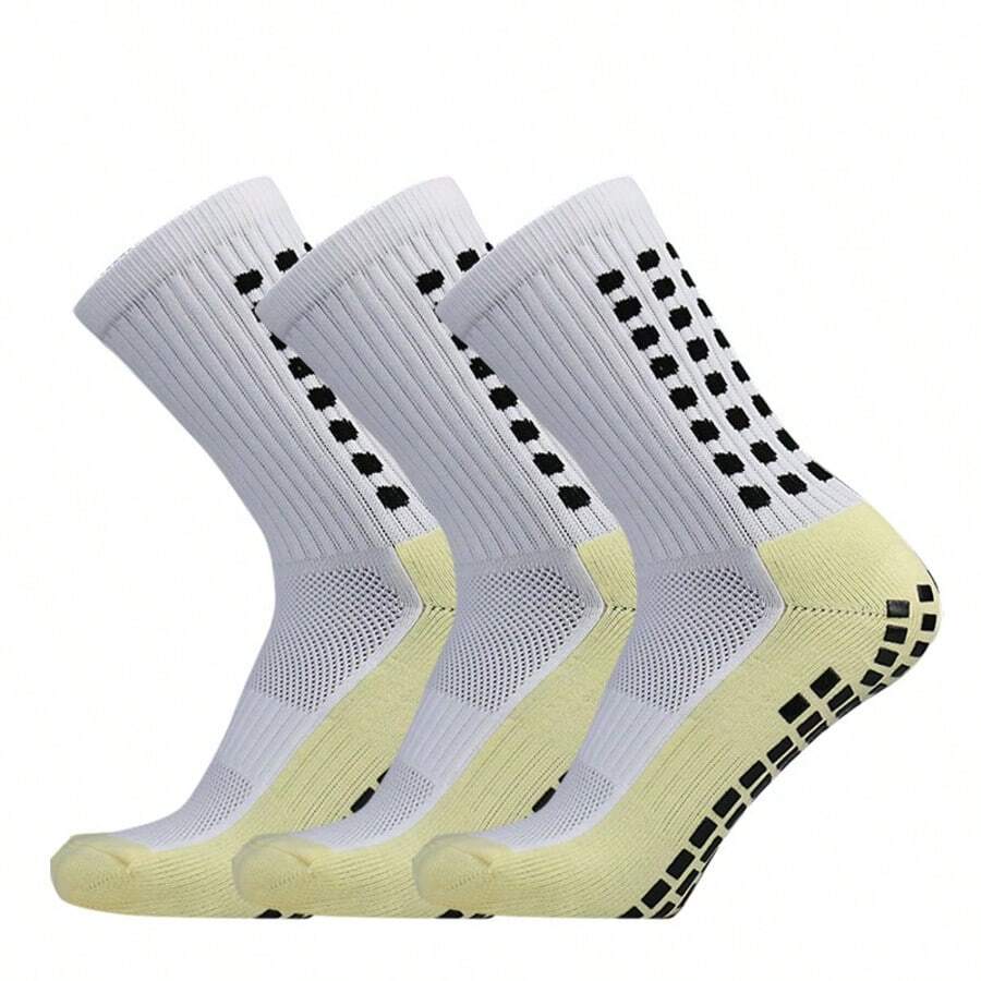 3 Pairs Classic Silicone Football Socks Non-Slip Professional Outdoor Training - White - View 1