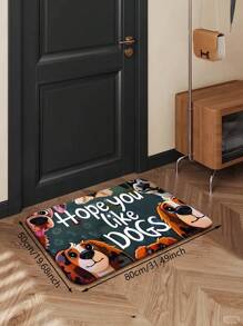 1 pieza Alfombra decorativa para el hogar con patrón de perrito, estilo de invierno de gran , para sala de estar, comedor, sofá, silla, cocina, dormitorio, antideslizante, fácil de limpiar, suave y cómoda
