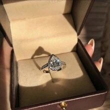 2 件女士订婚戒指套装，时尚奢华银色合金锆石装饰婚礼订婚派对珠宝周年纪念情人节生日礼物、妈妈、母亲、母亲节、礼物 - 銀色 - 查看 5