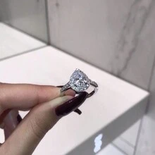 2 件女士订婚戒指套装，时尚奢华银色合金锆石装饰婚礼订婚派对珠宝周年纪念情人节生日礼物、妈妈、母亲、母亲节、礼物 - 銀色 - 查看 8