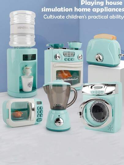 Desktop Toy Toaster Oven Big Set, Pretend Play Toy Set, Fun Stress Relief Toy Set, Mini Kitchen Realistic Toaster Oven Toy With Manual Function Timer Rotating Ejection Desktop Fun Toy, Realistic Mini Water Dispenser Set With Water, Light And Sound Effects, Cup, Birthday Gift (No Battery Included)