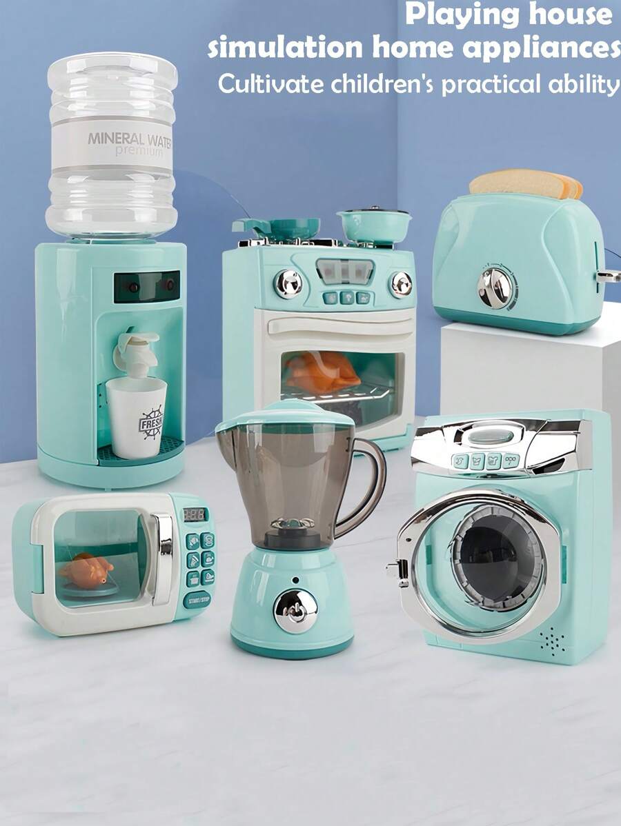 Desktop Toy Toaster Oven Big Set, Pretend Play Toy Set, Fun Stress Relief Toy Set, Mini Kitchen Realistic Toaster Oven Toy With Manual Function Timer Rotating Ejection Desktop Fun Toy, Realistic Mini Water Dispenser Set With Water, Light And Sound Effects, Cup, Birthday Gift (No Battery Included)