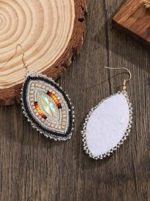 1 Pair Bohemian Style Beaded Ear Rings With Glass Beads & Rhinestones, Handmade Vintage Fashion Earrings, Versatile For Daily Wear & Gifting - Handmade Beads - View 4