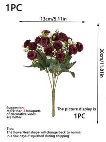 1 件人造玫瑰花束婚礼装饰、家居、餐厅、卧室、花瓶装饰、节日生日派对配件、婚礼场景布景装饰、鲜花、情人节礼物、新年 DIY 材料 - 紅色 - 查看 3