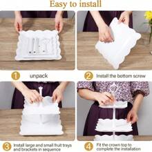 10 Pcs Cake Stand White Plastic Dessert Table Display Set 4 Pcs 3 Tired Cupcake Stand Cookie Tray Rack Serving Tray Cake Display Tower And 6 Pcs Dessert Trays For Wedding Baby Shower Tea Party (White) - 2 Squares + 2 Flower Shapes + 6 Trays - View 7