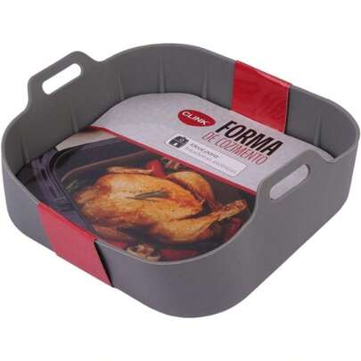 Forma de Silicone Quadrada para Airfryer 19cm Fritadeira Elétrica 5 a 6 Litros Tamanho Grande