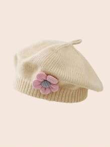 1 st. Kinderhoed Vrouwelijke Baby Schattige Bloem Baret Meisjes Gebreide Wollen Hoed Zoete Schildershoed Geschikt voor Dagelijks Gebruik In De Herfst En Winter Seizoen