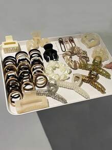 65 bucăți/Set Colecție de accesorii de păr - cleme de păr, cleme de păr, clemă simplă de crab de păr, decorațiuni de păr la modă și practice, suficient pentru 1 an