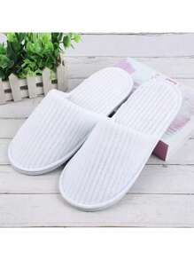 3 Pares de Pantuflas de Felpa de Coral a Rayas - Pantuflas Cálidas Unisex Para el Hogar, Spa, Hotel, Viaje, Boda, Salón - Suaves, Antideslizantes y Sin Fragancia