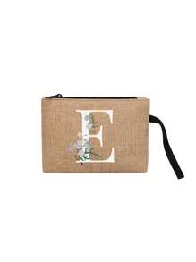 印有首字母和花卉图案 便携式手持钱包 便携式小包 适合送礼 旅行小包装 轻便储物袋 旅行洗衣拉链袋 - 非常适合旅行和度假派对 节日化妆包 - 送给朋友、家人或自己的完美礼物 - 旅行包 男女皆宜 女士钱包 迷你钱包 钱包 腕包钱包 零钱包 - 卡其色 - 查看 31