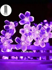 1 件紫色樱花灯串 LED 装饰小夜灯电池盒电源适用于房间、楼梯、生日婚礼装饰四季节日装饰 - 紫色 - 查看 8
