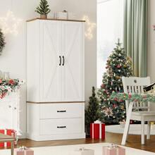 IDEALHOUSE Kitchen Pantry Cabinet With Doors And Shelves, Freestanding Tall Kitchen Cabinet With Microwave Stand, Hutch Cabinet For Kitchen, Living Room, Bathroom, White - 灰色 - 查看 8