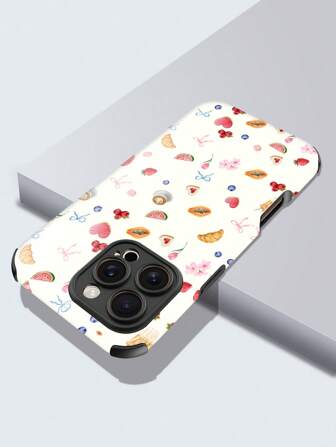 1 peça capa de celular híbrida TPU e PC fofa e antiderrapante com estampa de frutas frescas e fofas, à prova de choque, compatível com Apple iPhone 16/16 Plus/16 Pro/16 Pro Max