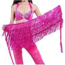 Cadena para la cintura de danza del vientre nueva con capa de brillo, borla, cubierta para la cintura para práctica y actuación de danza, faja para la cadera, pañuelo para la cintura