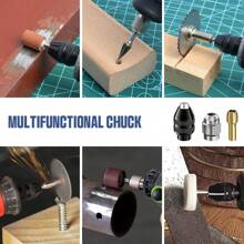 Drill Chuck Collet Set , 1/32" To 1/8" Replacement 4486 Drill Keyless Bit Chuck Shank Rotary Tool Quick Change Adapter With Replacement 4485 Brass Quick Change Rotary Drill Nut Tool Set