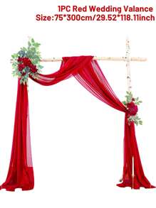 1pc 75*300/600cm Red Sheer Arch Drape, Chiffon Ceiling Drape, Backdrop Curtain, Wedding Arch Entrance Drape Fabric, Birthday/Baby Shower/Wedding Party Decor, Bridal Shower/Wedding Ceremony/Reception/Home Room Backdrop/Curtain, Multipurpose Wedding Arch/Staircase/Chair Back Decor Sheer, Valentine's Day/Wedding Favor - Red - View 12