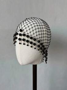 1 件白色珍珠装饰发带，带水钻装饰，适合女士，奢华头饰万圣节