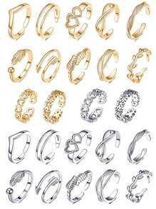 Fashionable And Elegant Metallic Gold Silver Adjustable Open Toe Ring Toe Ring Suitable For Summer Beach Tourism Women's Foot Jewelry - Multicolor - View 2