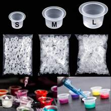 100pcs M Disposable Tattoo Ink Cups Plastic Pigment Clear Holder Container Caps Tattoo Permanent Makeup Microblading Supply