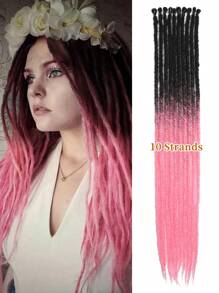 24 英寸合成辫子接发 10 股嬉皮士单头辫子渐变金色 0.6 厘米宽接发雷鬼风格钩针头发适合女性圣诞节新年狂欢音乐节 - 彩色 - 查看 25