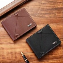 1 ví ngắn nam, ví đựng tiền xu cao cấp dành cho giới trẻ, họa tiết vân vải, có khóa kéo. - Nhiều màu - Xem 4