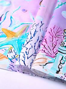 1pc Mermaid Tail Decorative Background Cloth, Modern Vinyl Beauty Backdrop Banner For Birthday Wedding Party - Multicolor - View 6