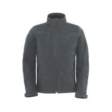 B&C Mens Hooded Softs Breathable, Waterproof & Windproof Jacket (Fleece Lining) (Dark Grey) - Dark Grey - View 3