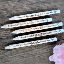 30Pcs/50Pcs/100Pcs Personalized Boho Wedding Pencils Custom Engraved Favors & Gifts | Rustic Save The Date Pencils | Wedding Invitation Accessories | Bridal Shower Party Favor | Guest Gift
