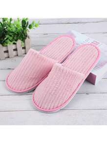 3 Pares de Pantuflas de Felpa de Coral a Rayas - Pantuflas Cálidas Unisex Para el Hogar, Spa, Hotel, Viaje, Boda, Salón - Suaves, Antideslizantes y Sin Fragancia