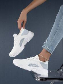 Women's Outdoor Bicolor Soft Bottom Wide Fit Fashion Casual Sports Shoes, Lightweight & , Suitable For Driving