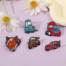 Disney 1/6 Pcs Anime Carros Broche Criativo Mater Esmalte Pin Metal Emblema Jóias Roupas Mochila Acessórios