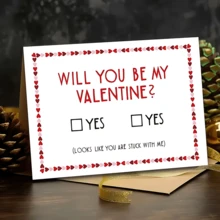 1Pc Charming "Will You Be My Valentine?" Greeting Card - Perfect For Anniversaries And Special Occasions, Unique Love Note In Heart Shape Design, Anniversary Card - Multicolor - View 4