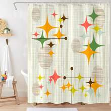 1pc Mid Century Shower Curtain Retro Stars Shower Curtains For Bathroom Vintage Boho Art Waterproof Bath Curtain Decor