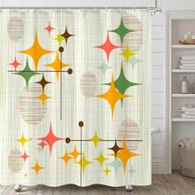 1pc Mid Century Shower Curtain Retro Stars Shower Curtains For Bathroom Vintage Boho Art Waterproof Bath Curtain Decor