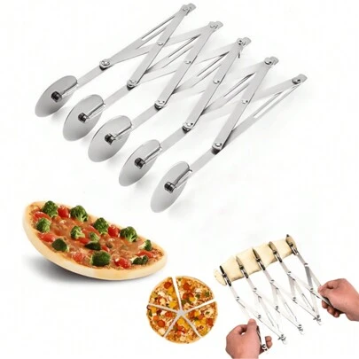 5-Wheel Cake Cutter, Stainless Steel Pizza Slicer, Expandable Pizza Cutter Multi Circle Cake Bread Pastry Dough Roller Cutting Tool Baking Accessories - Premium Cake Cutting Machine