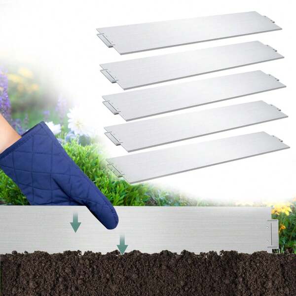 Sonnewelt Borde de césped de metal galvanizado - Borde de cama Empalizada de borde de corte para parterres de jardín, 5m-50m, 100x15cm / 100x18cm, plateado