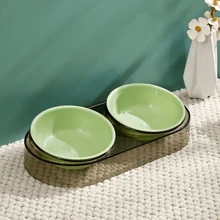 高架双碗宠物喂食器 - 塑料高架宠物食品和水碗，带防滑底座，倾斜设计方便喂食，适合猫和小型犬 - 彩色 - 查看 13