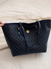 Dedoo 1个高品质时尚奢华手提包，2024新款多功能托特包，大容量单肩包，适合作为女友礼物、购物、约会、旅行、工作和其他场合使用。 - 藍色 - 查看 5