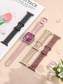 花卉雕刻表带，兼容 40mm、38mm、41mm、42mm、44mm、45mm、46mm、49mm 表盘尺寸，女士款；玫瑰色运动硅胶表带，兼容 Series 11、10、9、8、7、SE、Ultra、6、5、4、3、2、1。 - 粉砂色 - 查看 12