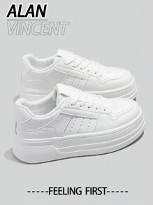 Alan Vincent【厚底增高系列】女白鞋2025新款厚底运动鞋时尚增高鞋休闲运动鞋女户外鞋女士鞋学生女童鞋日常百搭舒适搭配各种裤子和牛仔裤