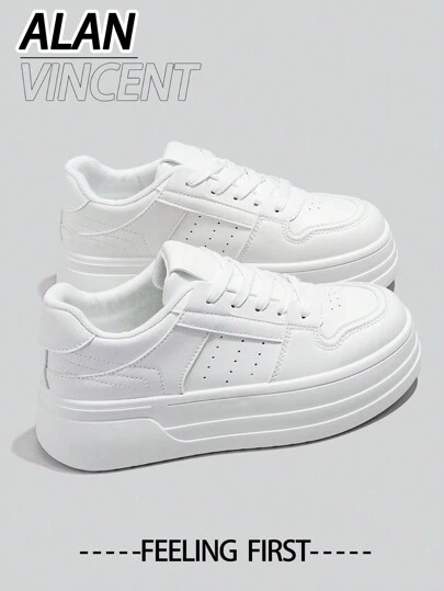  Alan Vincent【厚底增高系列】女白鞋2025新款厚底运动鞋时尚增高鞋休闲运动鞋女户外鞋女士鞋学生女童鞋日常百搭舒适搭配各种裤子和牛仔裤