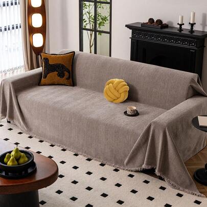 1件复古人字纹沙发套，宠物友好型涤纶雪尼尔面料，可机洗，适用于扶手椅和组合沙发，多功能沙发套，适合客厅和卧室装饰