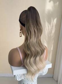 22-24 Inch Wavy Ponytail Hair Extension Claw, Wavy Curly One-Piece, For Women, Multi-Color - Brown Ombre - View 6