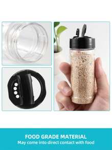 Set de 2/9 piezas - Botellas de plástico transparente para condimentos y papel de etiquetas adhesivas, incluye bote para comino en polvo, salero, pimentero, bote para condimentos - Botellas para empacar para hogar, cocina, útiles escolares - - - Ver 2