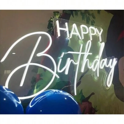 Letrero luminoso decoracion fiesta Neón Happy Birthday 79x41cm